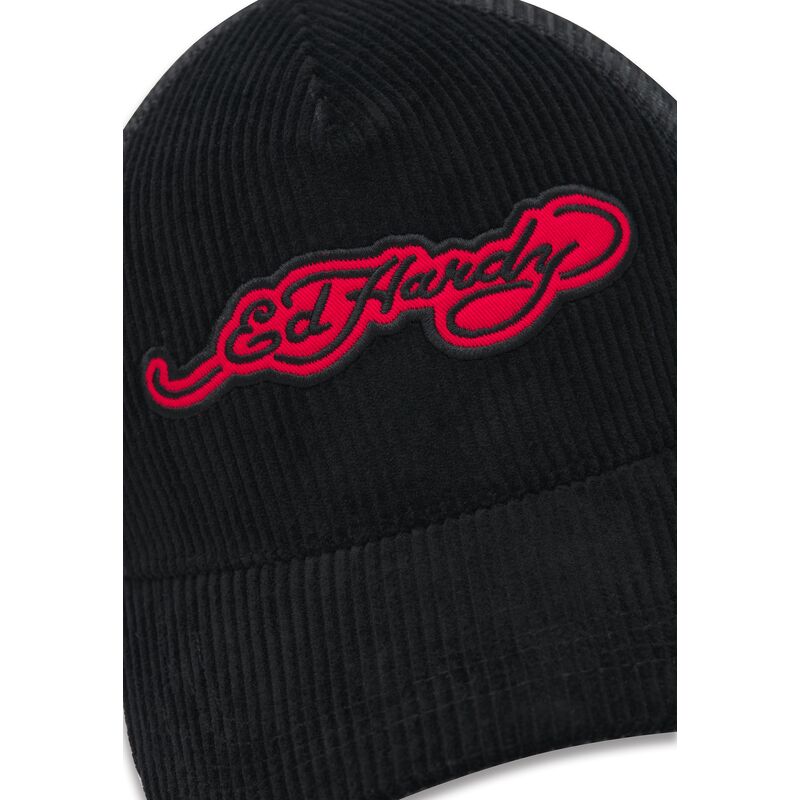 cappello-curvo-nero-snapback-embroidery-applique-cord-di-ed-hardy