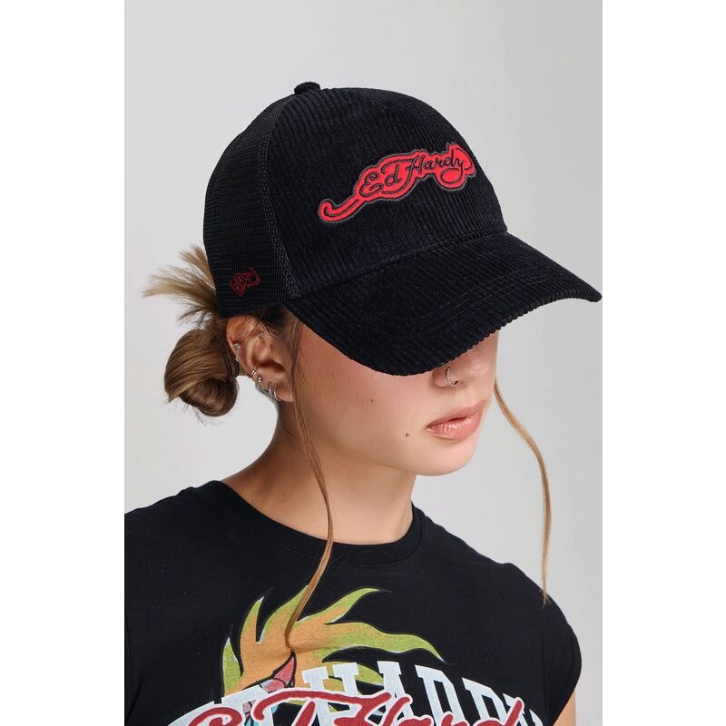 cappello-curvo-nero-snapback-embroidery-applique-cord-di-ed-hardy