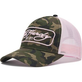 Casquette trucker camouflage et rose 1971 Ed Hardy