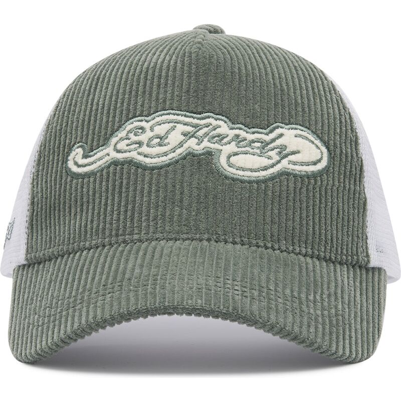 casquette-trucker-verte-et-blanche-embroidery-applique-cord-ed-hardy