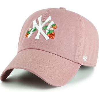 Casquette courbée rose ajustable pour enfant Clean Up Icon Alt Strawberry New York Yankees MLB 47 Brand