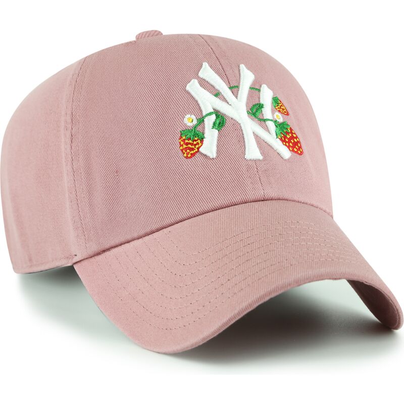 mutzen-gebogen-rosa-verstellbares-band-fur-kinder-clean-up-icon-alt-strawberry-der-new-york-yankees-mlb-von-47-brand