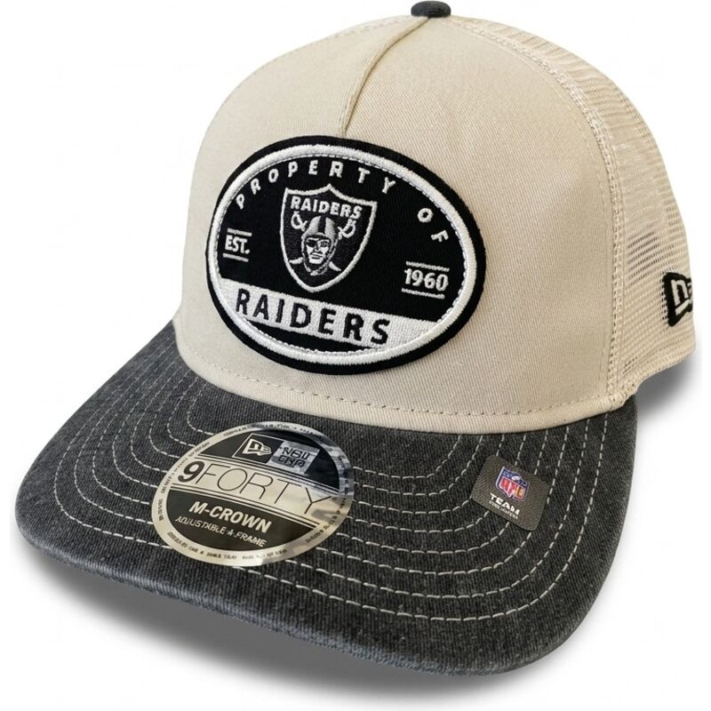 cappello-curvo-beige-snapback-9forty-m-crown-a-frame-fray-dei-las-vegas-raiders-nfl-di-new-era
