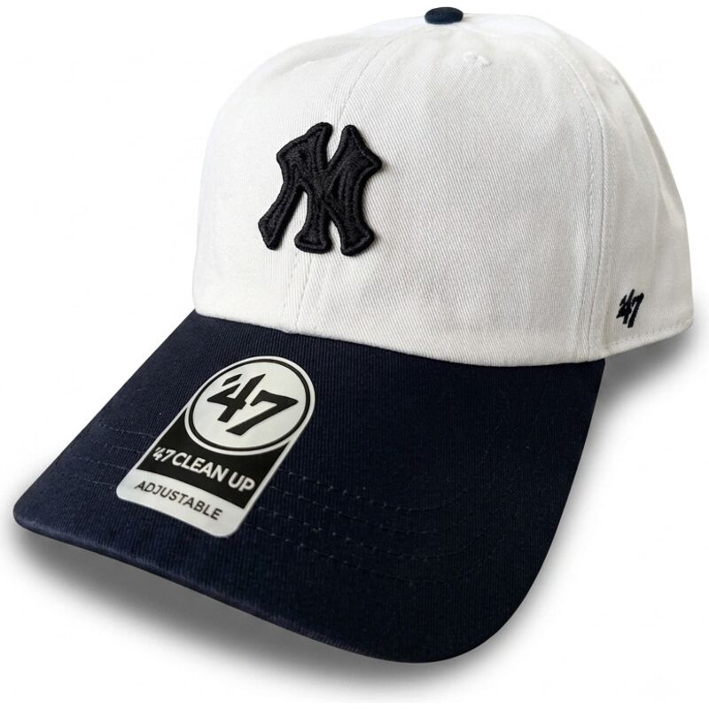 casquette-courbee-beige-et-bleue-marine-ajustable-clean-up-contemporary-two-tone-new-york-yankees-mlb-47-brand