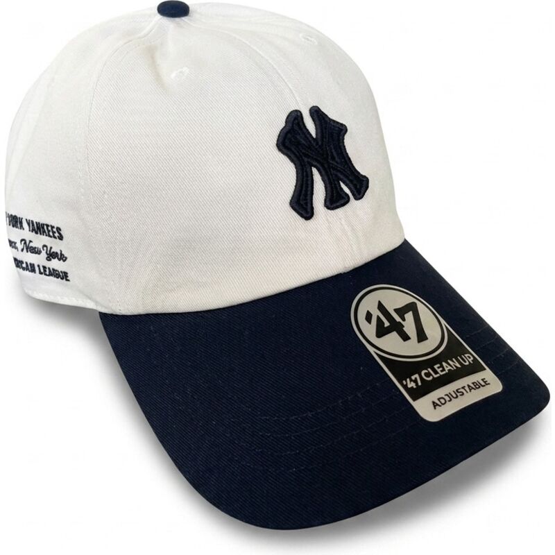 casquette-courbee-beige-et-bleue-marine-ajustable-clean-up-contemporary-two-tone-new-york-yankees-mlb-47-brand