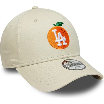 Cappello curvo beige cinghia regolabile per bambino 9FORTY Fruit Icon Orange dei Los Angeles Dodgers MLB di New Era