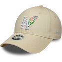 casquette-courbee-beige-ajustable-pour-femme-9forty-flower-icon-los-angeles-dodgers-mlb-new-era