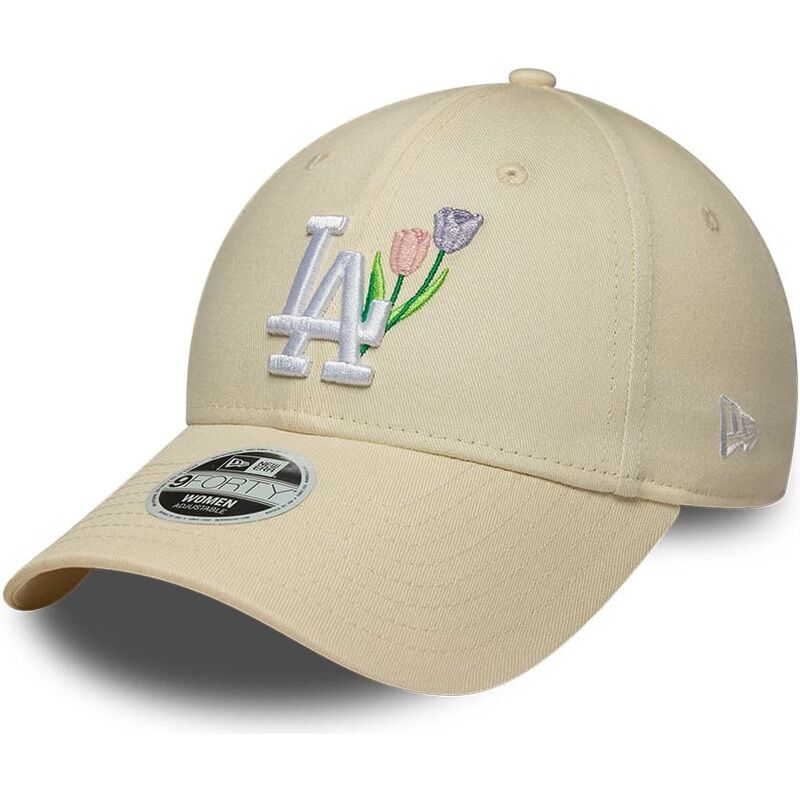 mutzen-gebogen-beige-verstellbares-band-9forty-flower-icon-der-los-angeles-dodgers-mlb-von-new-era