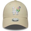 cappello-curvo-beige-cinghia-regolabile-9forty-flower-icon-dei-los-angeles-dodgers-mlb-di-new-era