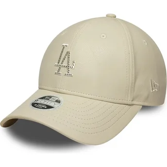 Cappello curvo beige snapback 9FORTY M-Crown PU Diamante dei Los Angeles Dodgers MLB di New Era