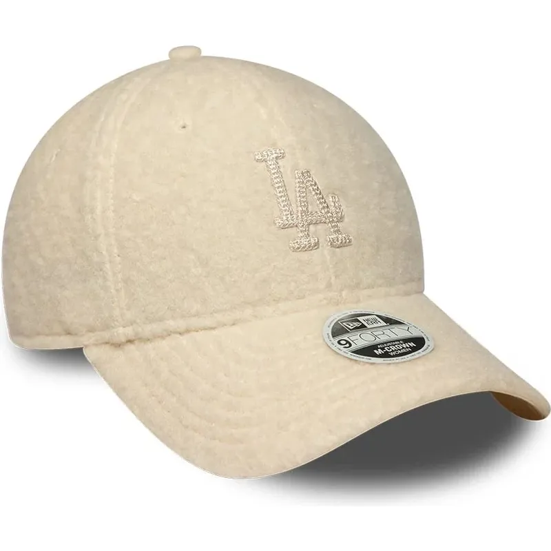 mutzen-gebogen-beige-snapback-9forty-m-crown-winter-borg-der-los-angeles-dodgers-mlb-von-new-era