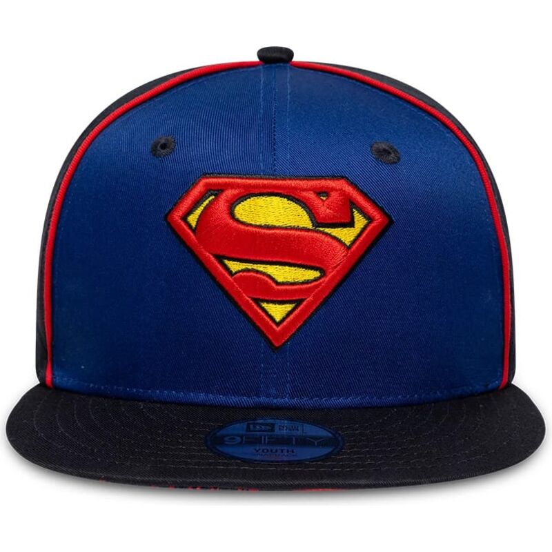 cappello-piatto-blu-snapback-per-bambino-9fifty-piping-dei-superman-dc-comics-di-new-era