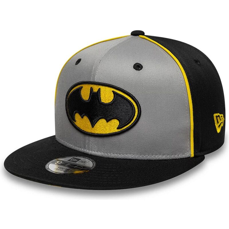 casquette-plate-grise-et-noire-snapback-pour-enfant-9fifty-piping-batman-dc-comics-new-era