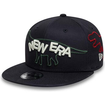 Mützen flach marineblau snapback für Kinder 9FIFTY Dino von New Era