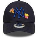 mutzen-gebogen-marineblau-verstellbares-band-fur-kinder-9forty-food-icon-der-new-york-yankees-mlb-von-new-era
