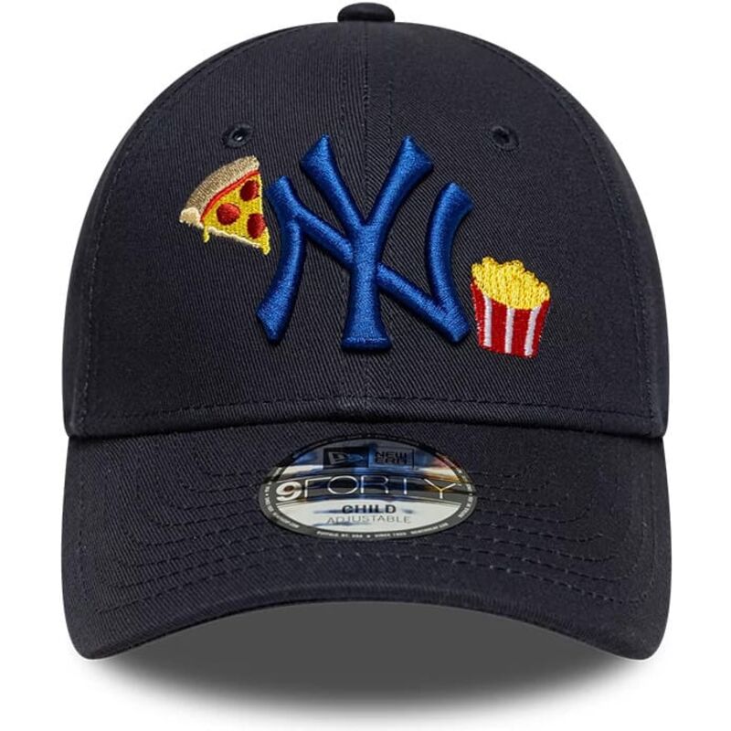 cappello-curvo-blu-marino-cinghia-regolabile-per-bambino-9forty-food-icon-dei-new-york-yankees-mlb-di-new-era