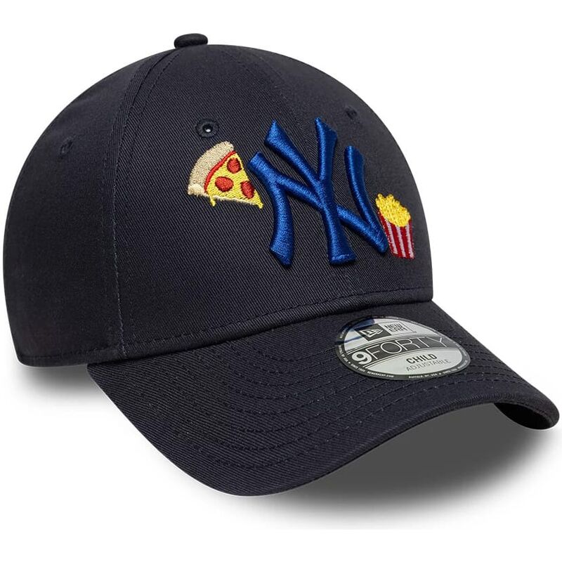 cappello-curvo-blu-marino-cinghia-regolabile-per-bambino-9forty-food-icon-dei-new-york-yankees-mlb-di-new-era