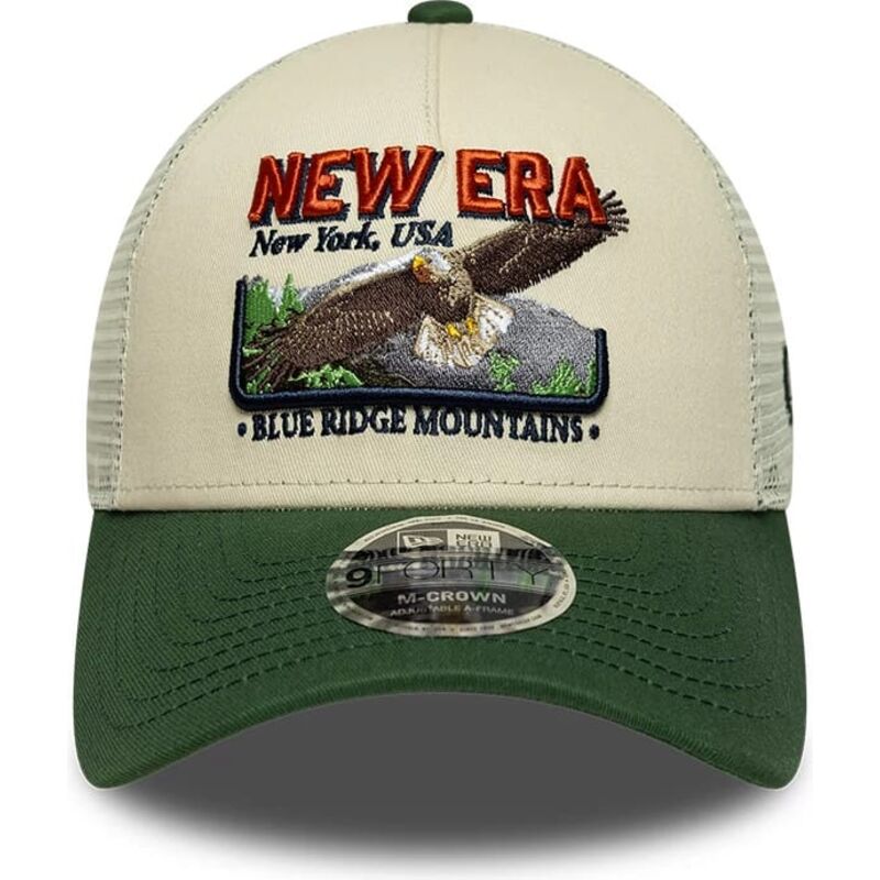 casquette-trucker-verte-et-beige-9forty-m-crown-a-frame-graphic-new-era
