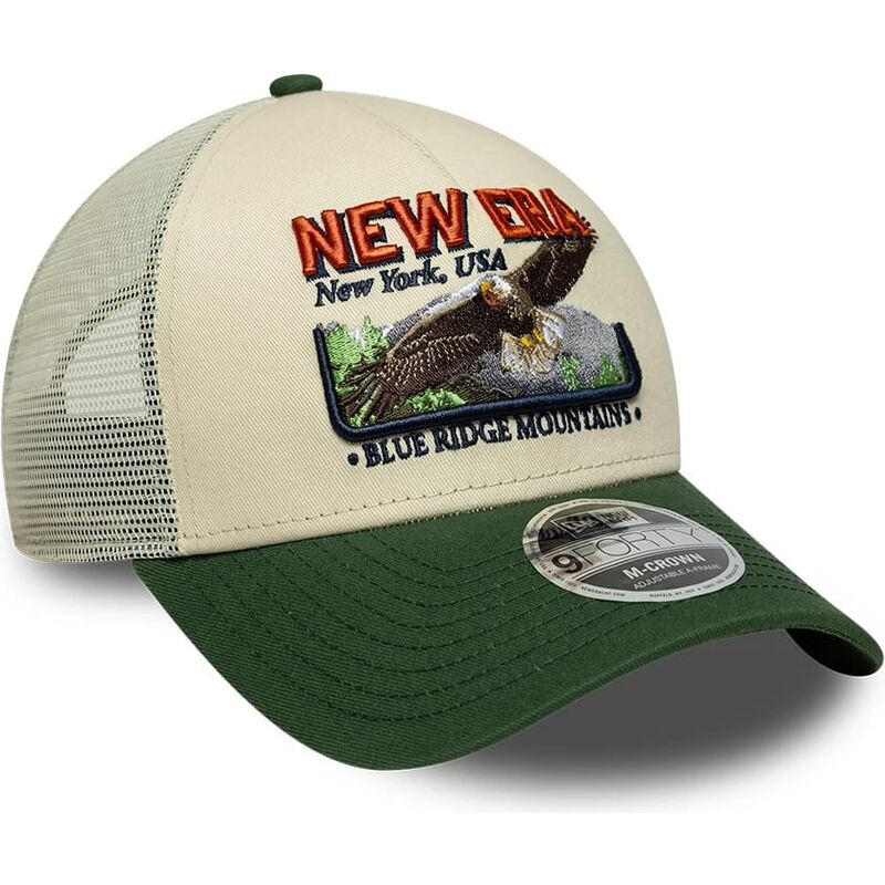 casquette-trucker-verte-et-beige-9forty-m-crown-a-frame-graphic-new-era