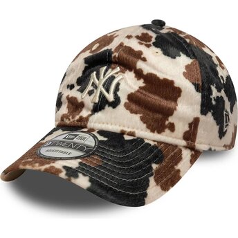 Cappello curvo marrone cinghia regolabile 9TWENTY Animal Print dei New York Yankees MLB di New Era