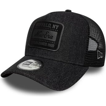 Mützen gebogen schwarz snapback A Frame Patch Denim von New Era