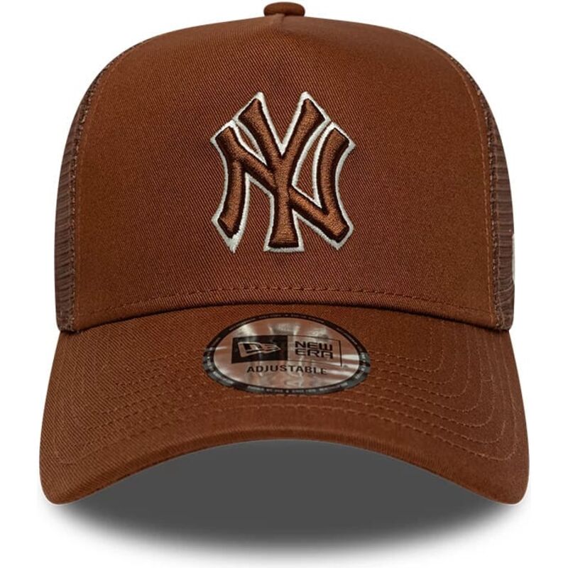 cappello-curvo-marrone-snapback-e-frame-outline-dei-new-york-yankees-mlb-di-new-era
