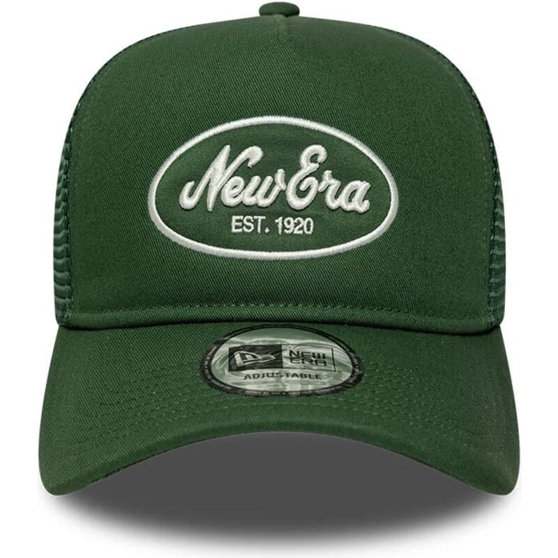 casquette-trucker-verte-a-frame-oval-patch-foam-new-era