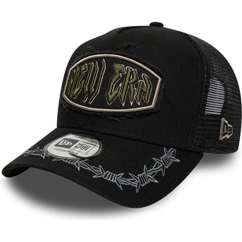 Mützen gebogen schwarz snapback E Frame Distressed Patch von New Era