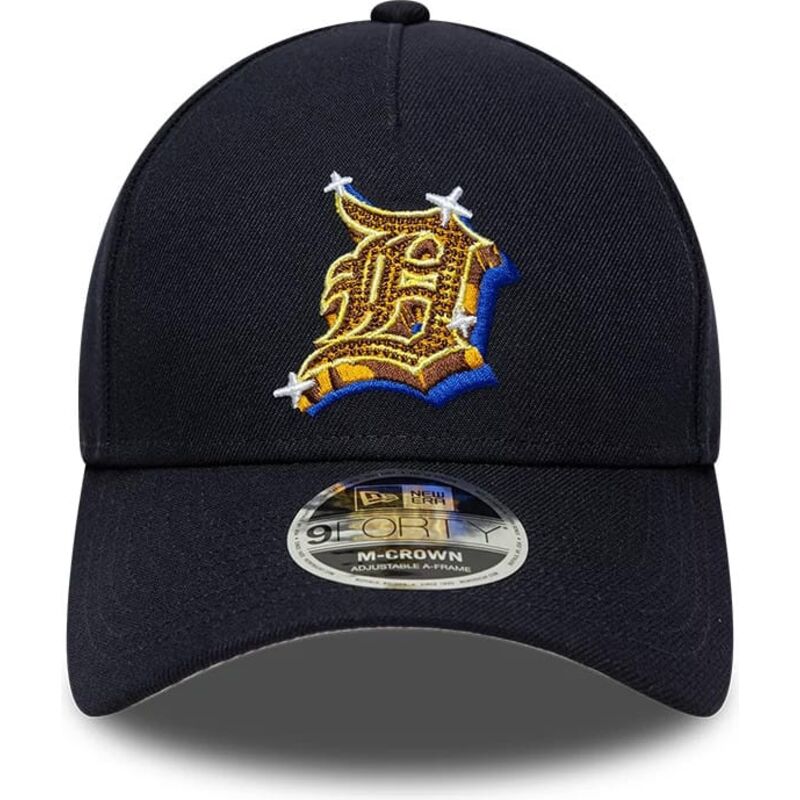 cappello-curvo-blu-marino-snapback-9forty-m-crown-a-frame-emblem-dei-detroit-tigers-mlb-di-new-era