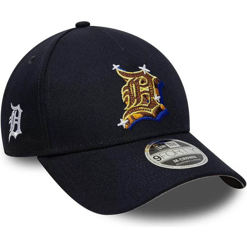 cappello-curvo-blu-marino-snapback-9forty-m-crown-a-frame-emblem-dei-detroit-tigers-mlb-di-new-era