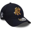 cappello-curvo-blu-marino-snapback-9forty-m-crown-a-frame-emblem-dei-new-york-yankees-mlb-di-new-era