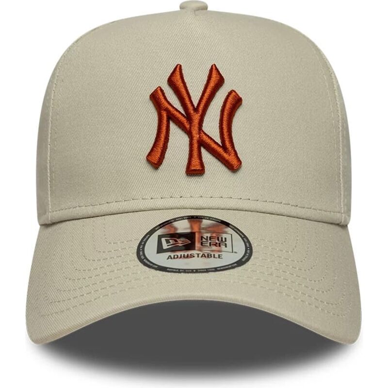 mutzen-gebogen-beige-snapback-e-frame-league-essential-der-new-york-yankees-mlb-von-new-era