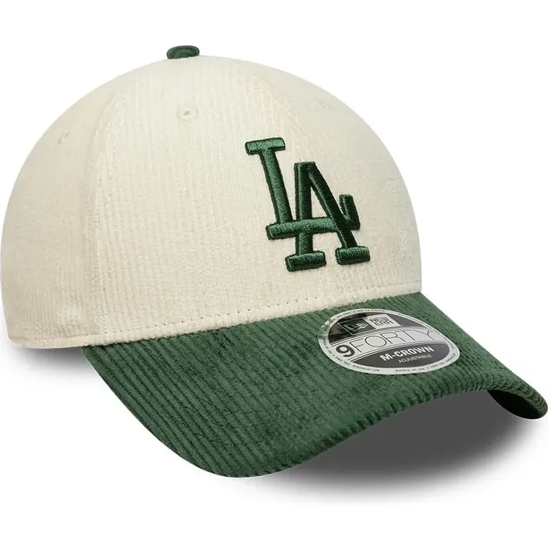 casquette-courbee-beige-et-verte-snapback-avec-logo-vert-9forty-m-crown-cord-los-angeles-dodgers-mlb-new-era casquette-courbee-beige-et-verte-snapback-avec-logo-vert-9forty-m-crown-cord-los-angeles-dodgers-mlb-new-era