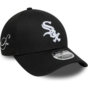 Cappello curvo nero snapback 9FORTY M-Crown Side Script dei Chicago White Sox MLB di New Era