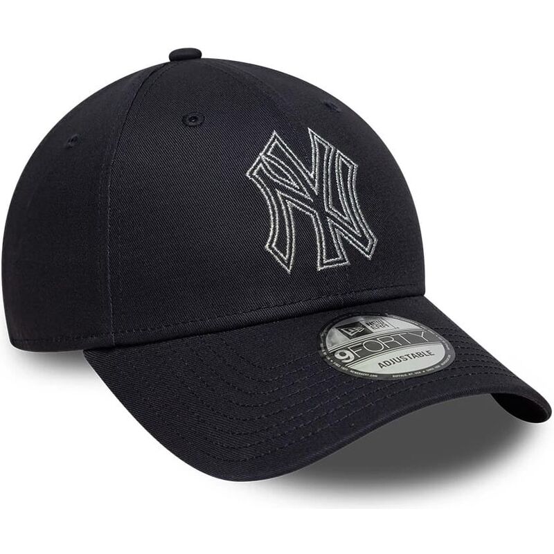 cappello-curvo-blu-marino-cinghia-regolabile-9forty-metallic-outline-dei-new-york-yankees-mlb-di-new-era