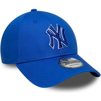 Cappello curvo blu cinghia regolabile 9FORTY Team Outline dei New York Yankees MLB di New Era