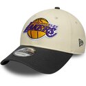 cappello-curvo-beige-cinghia-regolabile-9forty-colour-block-dei-los-angeles-lakers-nba-di-new-era
