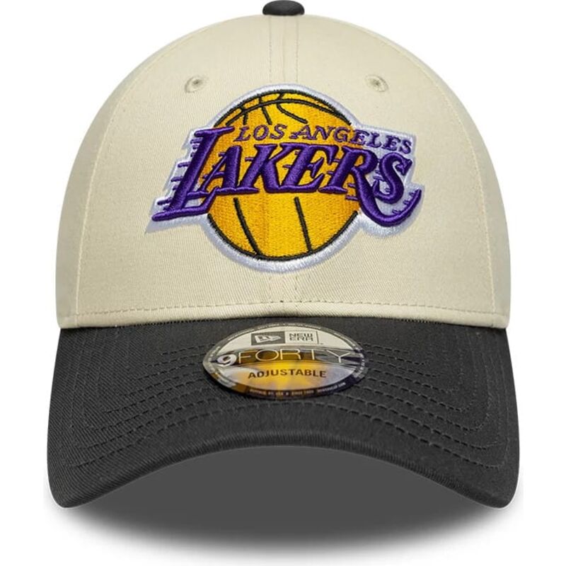 casquette-courbee-beige-et-noire-ajustable-9forty-colour-block-los-angeles-lakers-nba-new-era