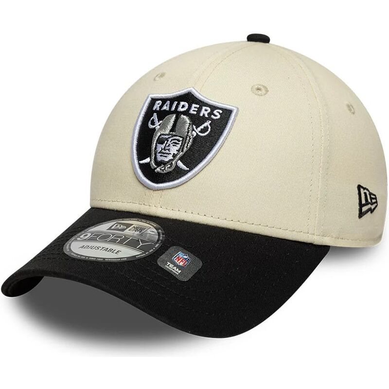 casquette-courbee-beige-et-noire-ajustable-9forty-colour-block-las-vegas-raiders-nfl-new-era