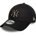 casquette-courbee-noire-ajustable-avec-logo-marron-9forty-faux-pony-infill-new-york-yankees-mlb-new-era