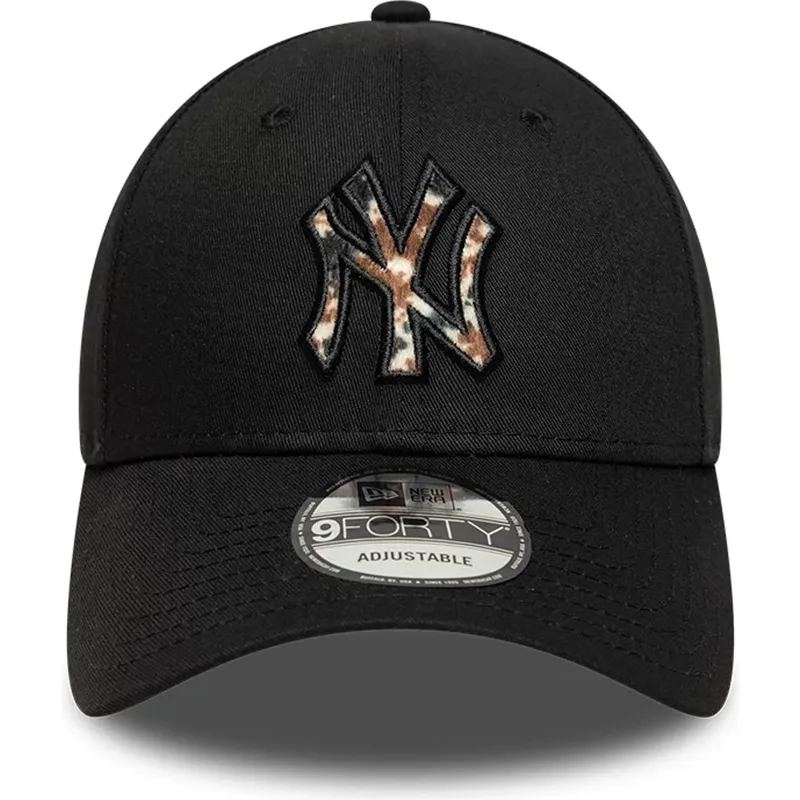casquette-courbee-noire-ajustable-avec-logo-marron-9forty-faux-pony-infill-new-york-yankees-mlb-new-era casquette-courbee-noire-ajustable-avec-logo-marron-9forty-faux-pony-infill-new-york-yankees-mlb-new-era