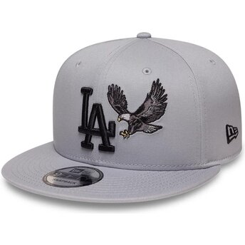 Casquette plate grise snapback avec logo noir 9FIFTY Outdoor Icon Los Angeles Dodgers MLB New Era