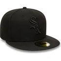 mutzen-flach-schwarz-angepasst-59fifty-der-chicago-white-sox-mlb-von-new-era