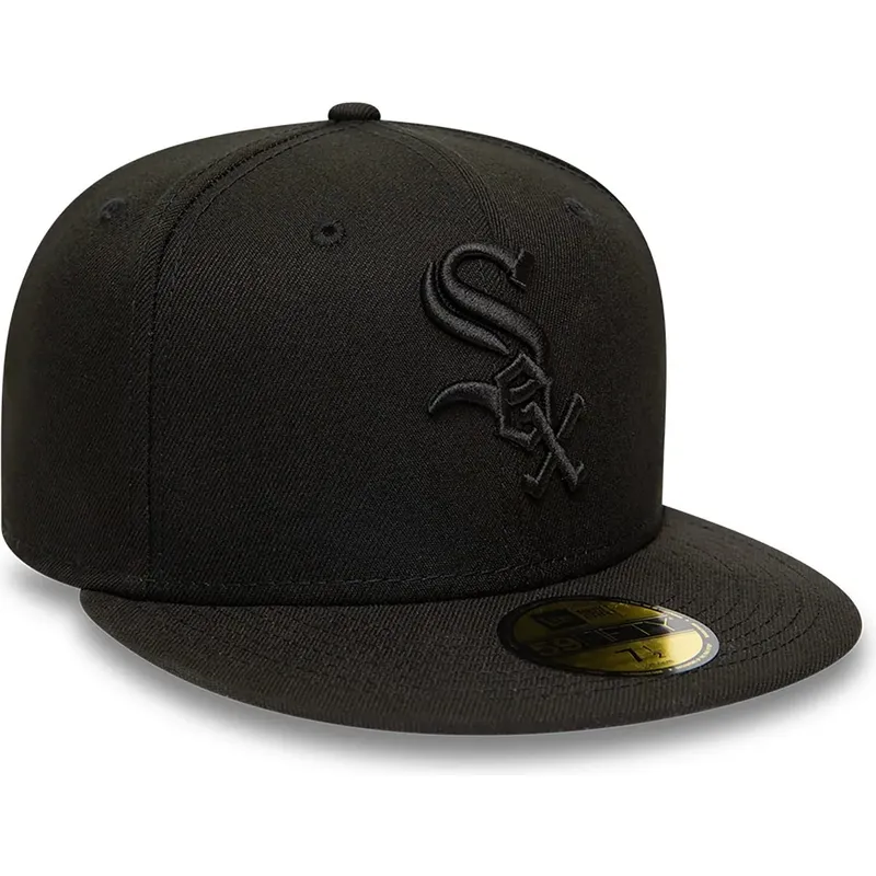 casquette-plate-noire-ajustee-avec-logo-noir-59fifty-chicago-white-sox-mlb-new-era casquette-plate-noire-ajustee-avec-logo-noir-59fifty-chicago-white-sox-mlb-new-era