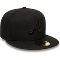 cappello-piatto-nero-aderente-59fifty-dei-atlanta-braves-mlb-di-new-era