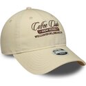 casquette-courbee-beige-ajustable-pour-femme-9twenty-coffee-club-new-era