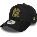 mutzen-gebogen-schwarz-snapback-dorado-e-frame-metallic-outline-der-new-york-yankees-mlb-von-new-era