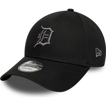 Casquette courbée noire ajustable avec logo grise 9FORTY League Essential Detroit Tigers MLB New Era