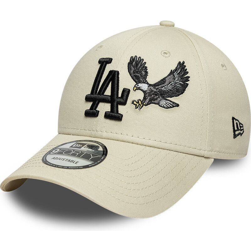 casquette-courbee-beige-ajustable-avec-logo-noir-9forty-outdoor-icon-los-angeles-dodgers-mlb-new-era