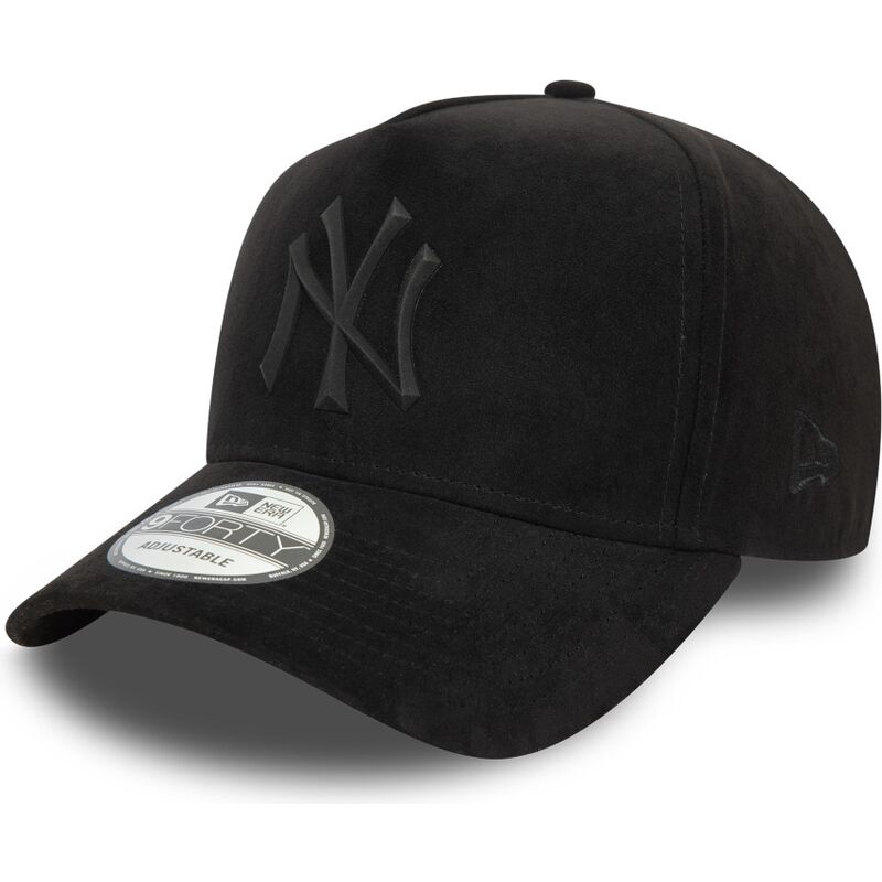 mutzen-gebogen-schwarz-snapback-e-frame-faux-suede-der-new-york-yankees-mlb-von-new-era